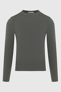 Green cotton jumper for men