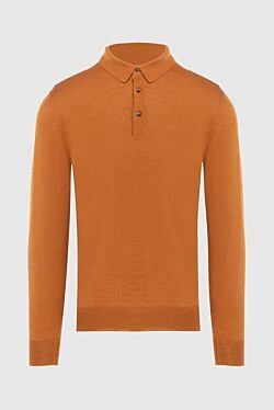 Wool and silk polo orange for men