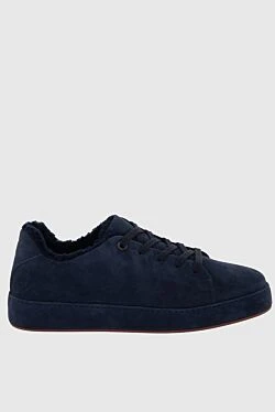 Blue suede sneakers for men