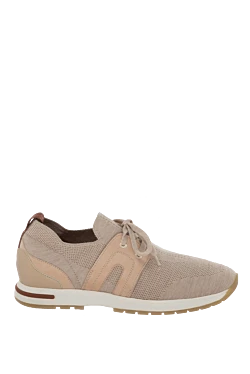 Beige textile sneakers for women