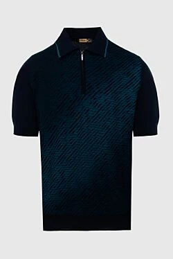 Cotton and silk polo blue for men