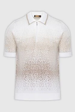 White cotton and silk polo for men