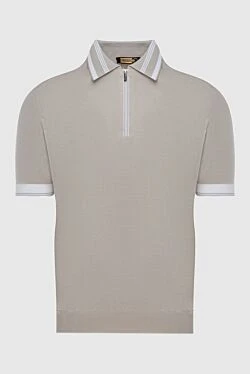 Beige cotton and silk polo for men