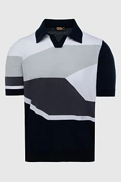 Cotton and silk polo blue for men