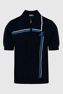 Cotton and silk polo blue for men