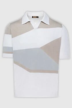 White cotton and silk polo for men