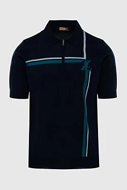 Cotton and silk polo blue for men