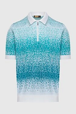 Green cotton and silk polo for men