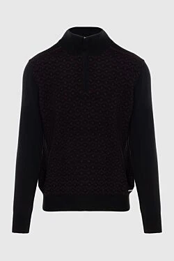 Тройер из кашемира и шелка с контрастным жаккардовым рисунком