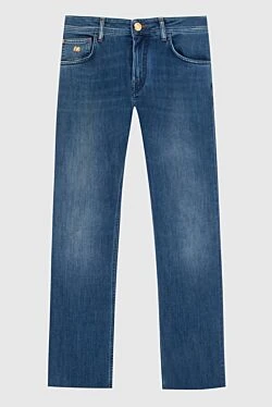 Ерлерге арналған үлкен кестесі бар көк джинсы шалбар