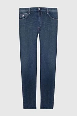 Джинсы темный деним с декоративной прострочкой карманов