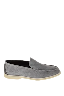 Gray suede loafers for men