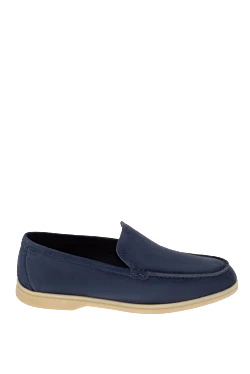 Blue suede loafers for men