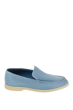 Blue suede loafers for men