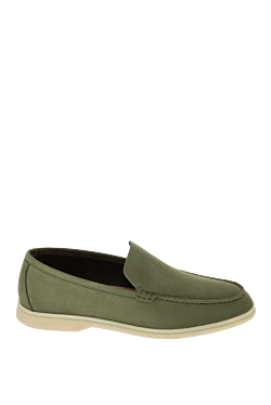 Green nubuck loafers for men