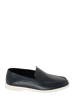 Black leather loafers for men