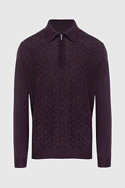 Long Sleeve Polo in Silk and Cashmere Violet for men