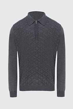 Long Sleeve Polo in Silk and Cashmere Gray for men