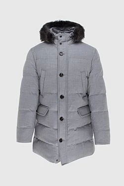 Men's wool and cashmere down jacket gray