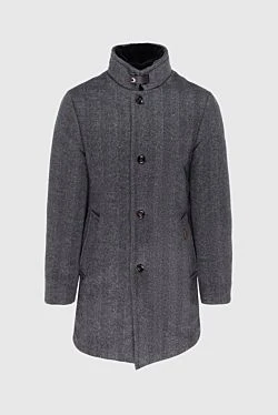 Wool and cashmere coat gray for men