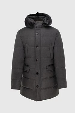 Men's wool and cashmere down jacket gray