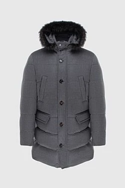 Men's wool and cashmere down jacket gray