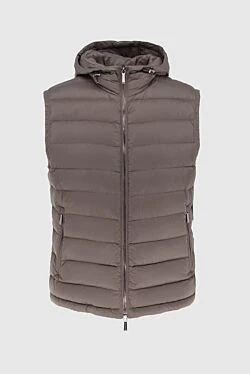 Brown polyester vest for men