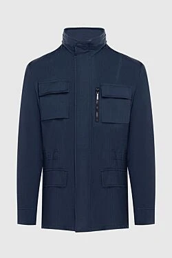 Wool and silk jacket blue for men