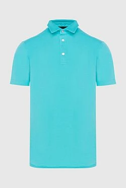 Blue cotton polo for men