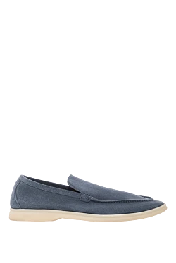 Повседневные лоферы мужские из тёмно-синей замши с комфортной подошвой