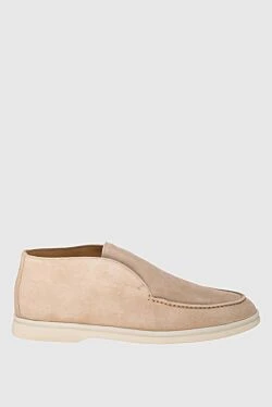 Beige suede loafers for women