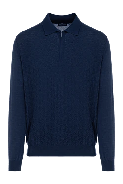 Long Sleeve Polo in Silk and Cashmere blue for men