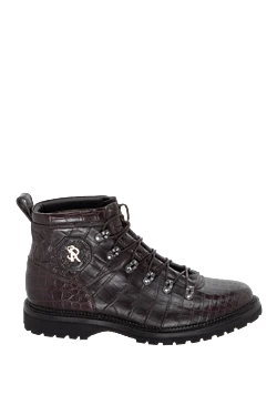 Мужские ботинки из кожи аллигатора коричневые