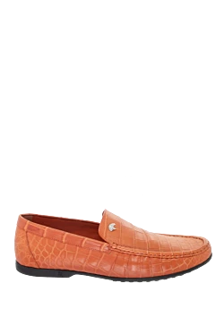 Мокасины из кожи аллигатора оранжевые мужские