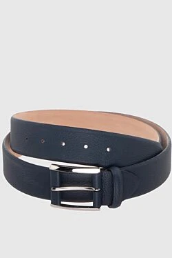 Leather belt blue for men