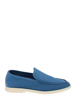 Blue suede loafers for men