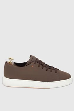 Brown nubuck sneakers for men