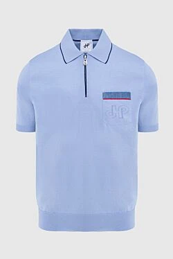 Blue cotton polo for men