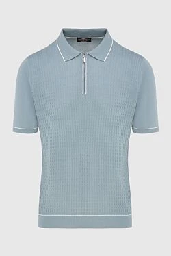 Blue silk polo for men