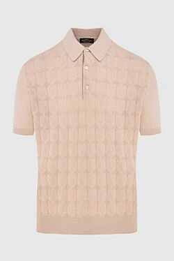 Cotton and silk polo beige for men