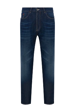Темно-синие мужские джинсы с мягкой обработкой ткани