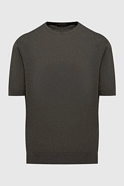 Short sleeve jumper in cotton green for men