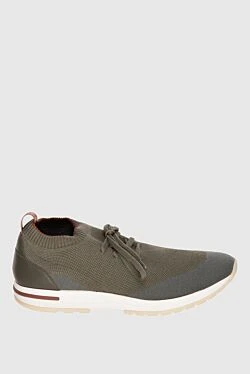 Textile and leather sneakers green for men