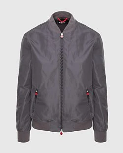 Текстуралы жабылатын және фирмалық жүгіргіштері бар бомбардир күрте