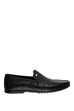 Мокасины мужские из кожи аллигатора черные