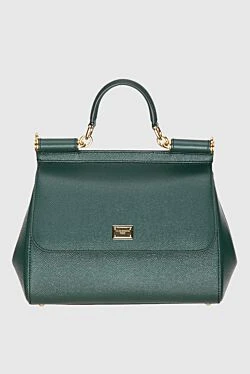 Green leather bag for women