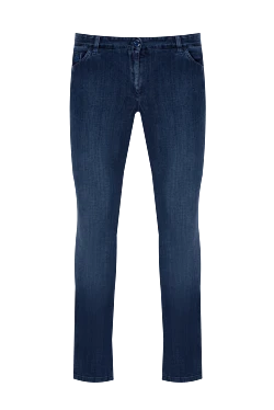 Blue cotton and polyamide jeans for men