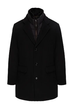 Black wool and cashmere coat for men