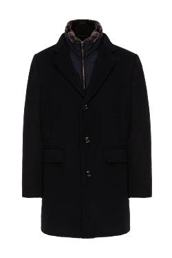 Blue wool and cashmere coat for men