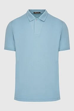 Cotton and silk polo blue for men